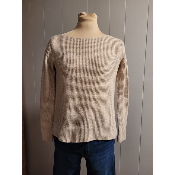 Gap - Women's XS Boatneck Neutral Taupe Tan Waffle Knit Sweater - Picture 2 of 8